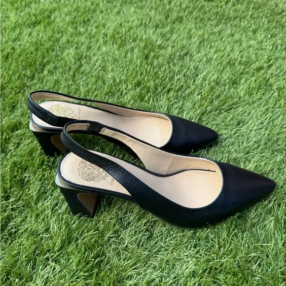 Vince Camuto Hamden Slingback Pump 7M / 37.5 Black Leather - Picture 9 of 16